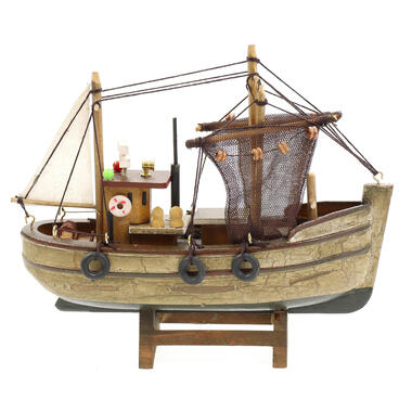 Vissersboot schaalmodel - Hout - 20 x 5.5 x 17 cm - Boten product
