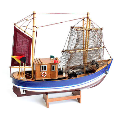 Vissersboot schaalmodel - Hout - 40 x 9 x 30 cm - Boten product