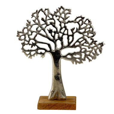 Decoratie levensboom - Tree of Life - aluminium/hout - 23 x 26 cm - z product