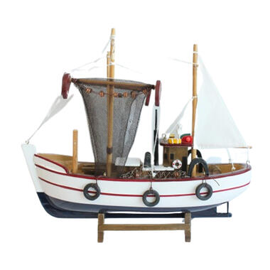 Vissersboot schaalmodel - Hout - 30 x 8 x 27 cm - Boten product