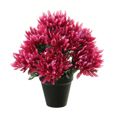 Louis Maes Kunstbloemen plant in pot - cerise roze tinten - 28 cm product