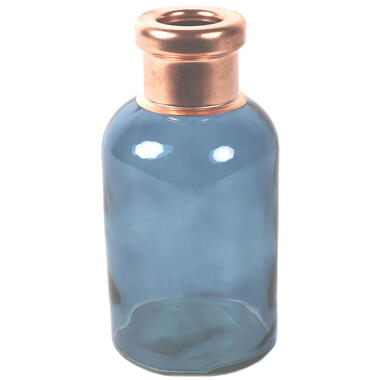 Countryfield vaas Firm bottle - blauw/koper - glas - D10 x H21 cm product