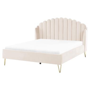 AMBILLOU - Tweepersoonsbed - Beige - 160 x 200 cm - Fluweel product