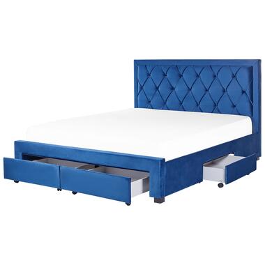 LIEVIN - Bed met opbergruimte - Blauw - 180 x 200 cm - Fluweel product