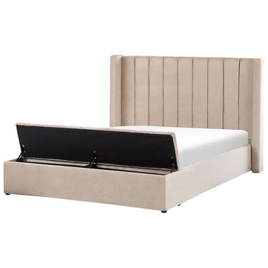 NOYERS - Bed met opbergruimte - Beige - 160 x 200 cm - Fluweel product