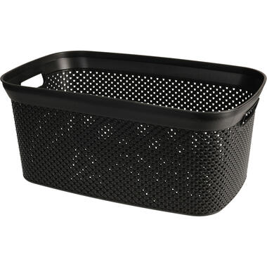 Wasmand rotan gevlochten - zwart - kunststof - 35 liter - 35x53x23 cm product