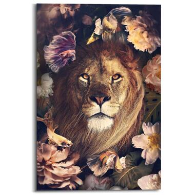 Schilderij Jungle Lion - 90x60cm - Bruin product