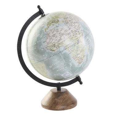 Items Deco Wereldbol/globe op voet - kunststof - blauw/zwart - 20 x 30 cm product