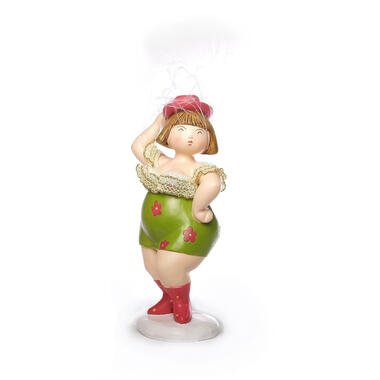 Inware Home decoratie beeldje dikke dame staand - jurk groen - 20 cm product