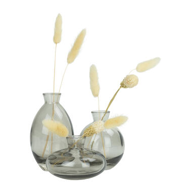 QUVIO Vazen set van 3 - Glas - Donkergrijs product