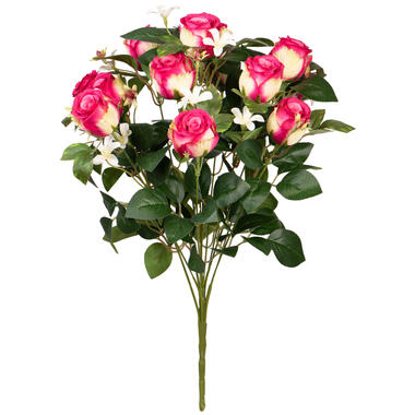 Louis Maes Kunstbloemen boeket rozen - cerise - H49 cm product
