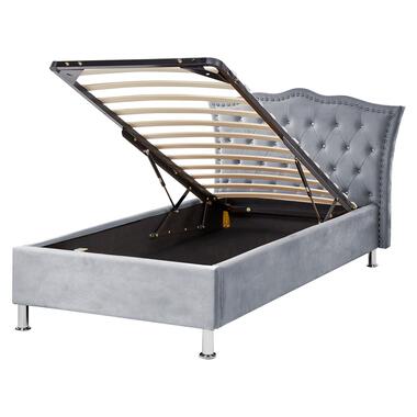 METZ - Bed met opbergruimte - Grijs - 90 x 200 cm - Fluweel product
