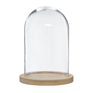 Atmosphera Decoratie glazen stolp plateau - glas/lichtbruin - H24 cm product