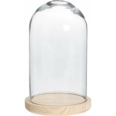 Home & Styling Decoratie stolp - glas op houten plateau - D14 x H28 cm product