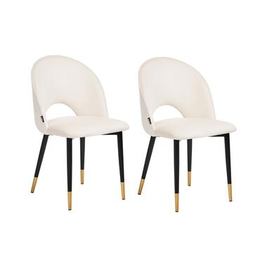 MAGALIA - Eetkamerstoelen set - Beige - Fluweel product