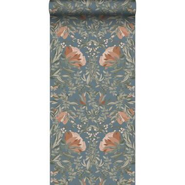 ESTAhome behang - vintage bloemen in art nouveau stijl - vergrijsd blauw product