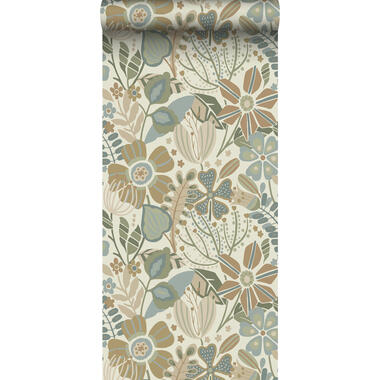 ESTAhome behang - bloemmotief - beige, blauw en groen - 0.53 x 10.05 m - 139676 product