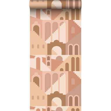 ESTAhome behang - mediterrane huisjes - terracotta roze - 50 x 900 cm - 139627 product