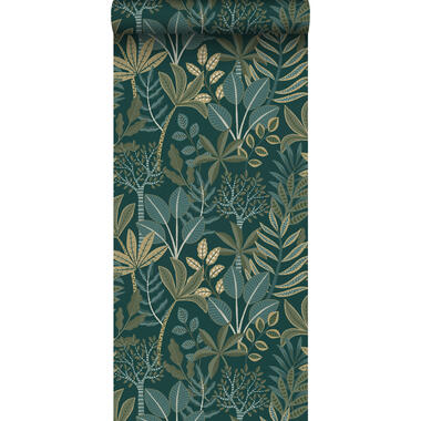 ESTAhome behang - bladeren - donkerblauw en groen - 50 x 900 cm - 139681 product