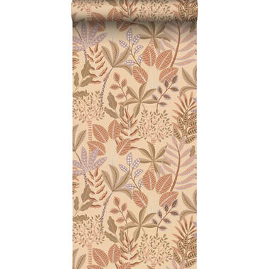 ESTAhome behang - bladeren - beige, terracotta roze en lila paars - 50 x 900 cm product