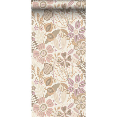 ESTAhome behang - bloemmotief - beige en lila paars - 0.53 x 10.05 m - 139675 product