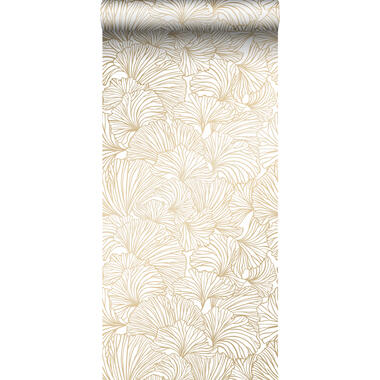 ESTAhome behang - ginkgo bladeren - wit en goud - 0.53 x 10.05 m - 139614 product