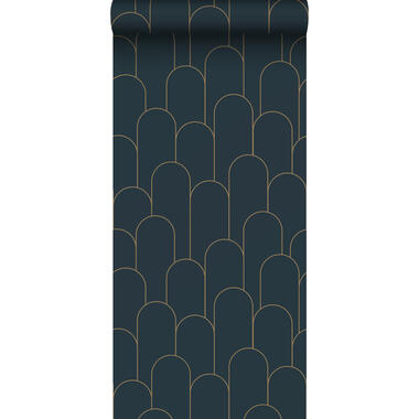 ESTAhome behang - art deco motief - donkerblauw en goud - 50 x 900 cm - 139657 product