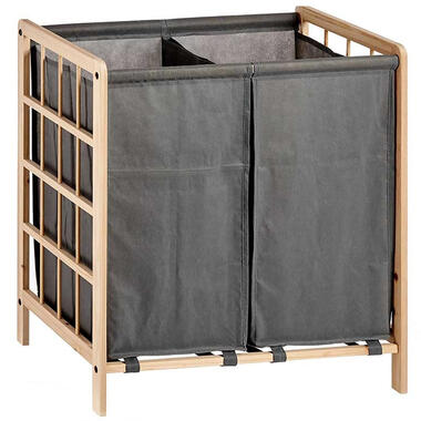 Kipit Wasmand Woodbox met waszak - 2x 50 liter - 59 x 33 x 60 cm product