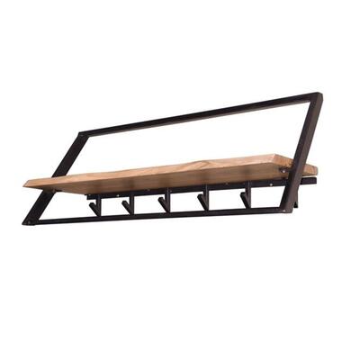 Industrieele Kapstok Leandra acaciahout metaal - 32x100x38 cm - Hout - Bruin product