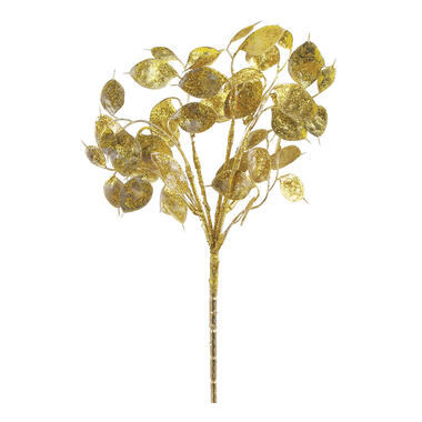 Countryfield Lunaria Kunstbloem tak - goud glitter - 40 cm - kunststof product