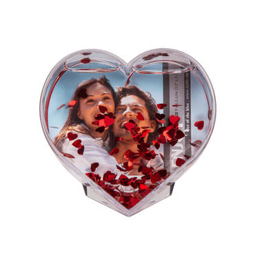 Hartvormige 3D fotolijst - met hartjes confetti - 9x9 cm product