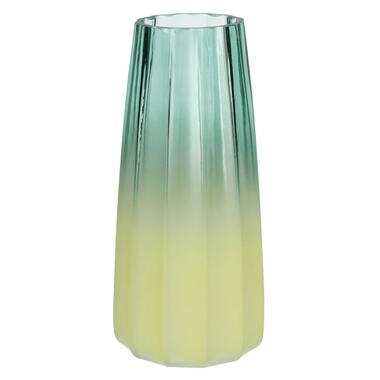Bellatio Design Vaas - groen/geel - glas - D10 x H21 cm product
