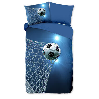 Pure Kinderdekbedovertrek "voetbal" - Blauw - (140x200/220 cm) - Microfiber product