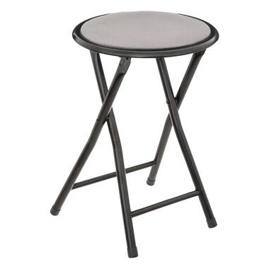 5five Bijzet krukje/stoel - Opvouwbaar - zwart/grijs - 46 cm product