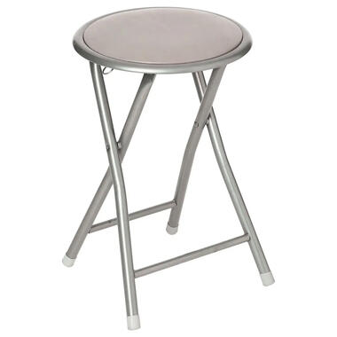 5five Bijzet krukje/stoel - Opvouwbaar - zilver/taupe - 46 cm product