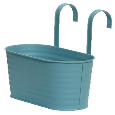 Decoris Plantenbak - ophangbaar - zink - blauw - 32 x 16 cm product