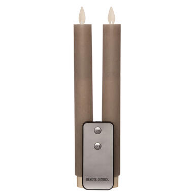 Anna Collection LED dinerkaarsen - 2x st - taupe kleur - 23 cm product