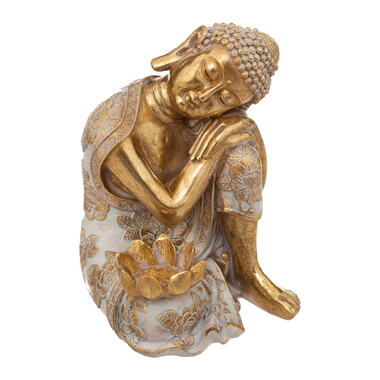 Atmosphera Boeddha beeldje - binnen/buiten - polyresin - 23 cm - goud product
