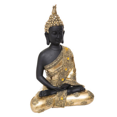 Atmosphera Boeddha beeld - binnen/buiten - polyresin - 34 cm - goud product