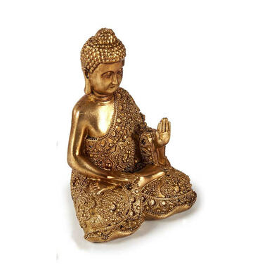 Arte r Boeddha beeld - rust - polyresin - goud - 18 cm - binnen product