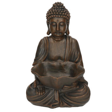 Boeddha beeld - zittend - zwart - polystone - voor binnen - 30 cm product