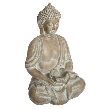 Atmosphera Boeddha beeld - binnen/buiten - stone - 39 cm - goud product