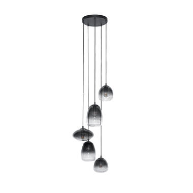 Hanglamp Larissa gemixt getrapt 5-lichts - 40x40x180 cm - Metaal - Zwart product