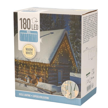 Kerstverlichting - IJspegel - 180 LED - warm wit - 6 meter product