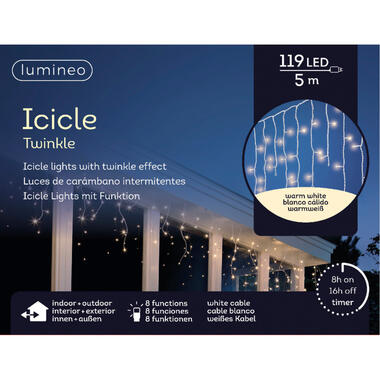 Lumineo Kerstverlichting - IJspegel - warm wit - 500 cm - 119 lampjes product