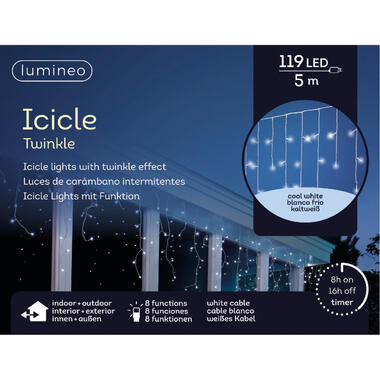 Lumineo Kerstverlichting - IJspegel - koel wit - 500 cm - 119 lampjes product