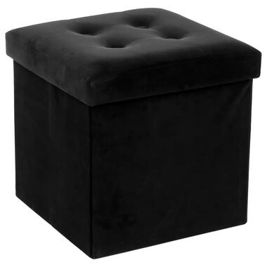 Atmosphera Poef/hocker - opbergbox - zwart - PU/MDF - 38 x 38 cm product