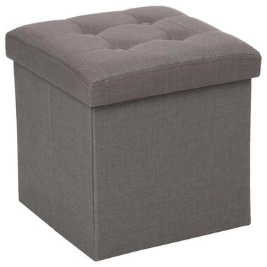 Atmosphera Poef/hocker - opbergbox - donkergrijs - PU/MDF - 38 x 38 cm product