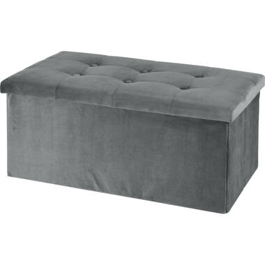 H&S Collection Poef/hocker - opbergbox - lichtgrijs - 76 x 40 x 38cm product