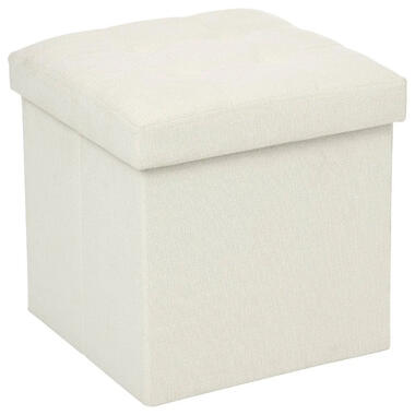 Atmosphera Poef/hocker - opbergbox - beige - PU/MDF - 38 x 38 cm product